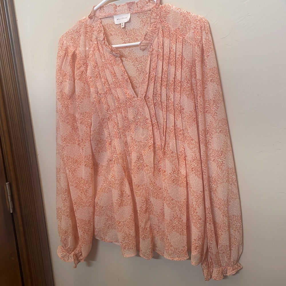 MelloDay Sheer/Ruffle Blouse!  Medium